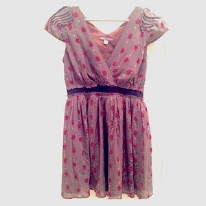 Gray/Red Print Dress